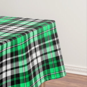 Green Black White Plaid Tartan Pattern Design Tablecloth