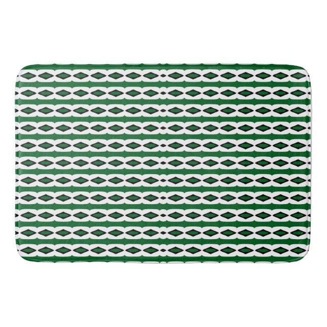 Green Black white Ribbon-like loops Bath Mat (Front)