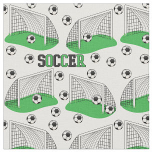 Green   Black   White Soccer Balls   Nets Pattern Fabric