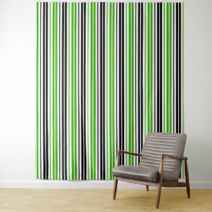 Green Black White Stripes Pattern Design Tapestry