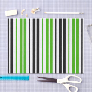 Green Black White Stripes Pattern Design Tissue Paper