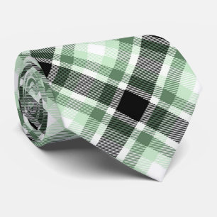 Green, Black, White Tartan Plaid Pattern Tie