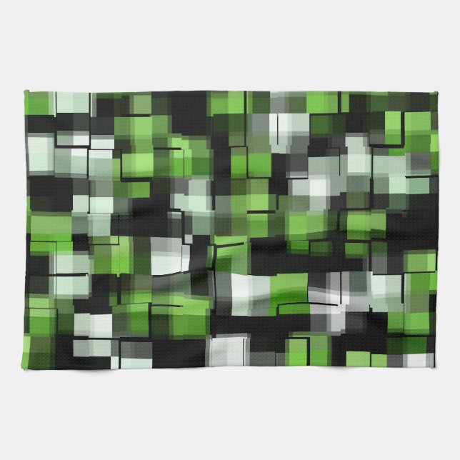 Green Black White Tea Towel (Horizontal)