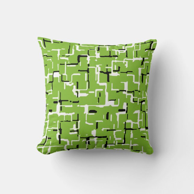 Green Black White Trendy Pattern Cushion (Front)