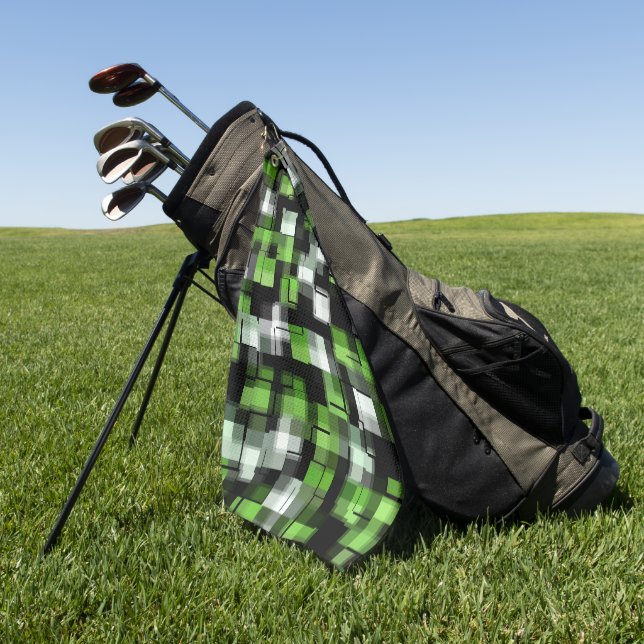 Green Black White Trendy Pattern  Golf Towel (Green)
