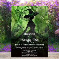 Green Black Witch Wicked One Girl First Birthday