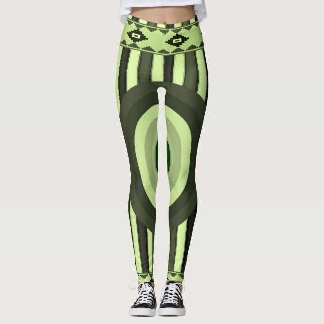 green black womens leggings (Front)