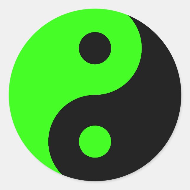 Green & Black Yin Yang Symbol Sticker (Front)