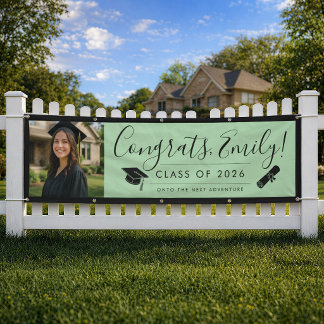 GREEN & BLK 2026 | Graduation Banner with Photo