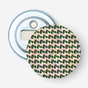 Green Block Art Lawn Bowls Pattern, Bottle Opener