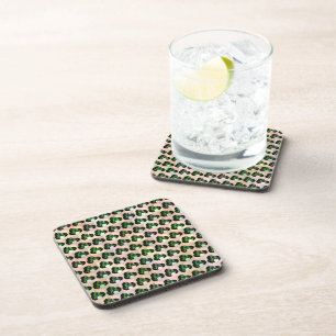 Green Block Art Lawn Bowls Pattern, Coasters