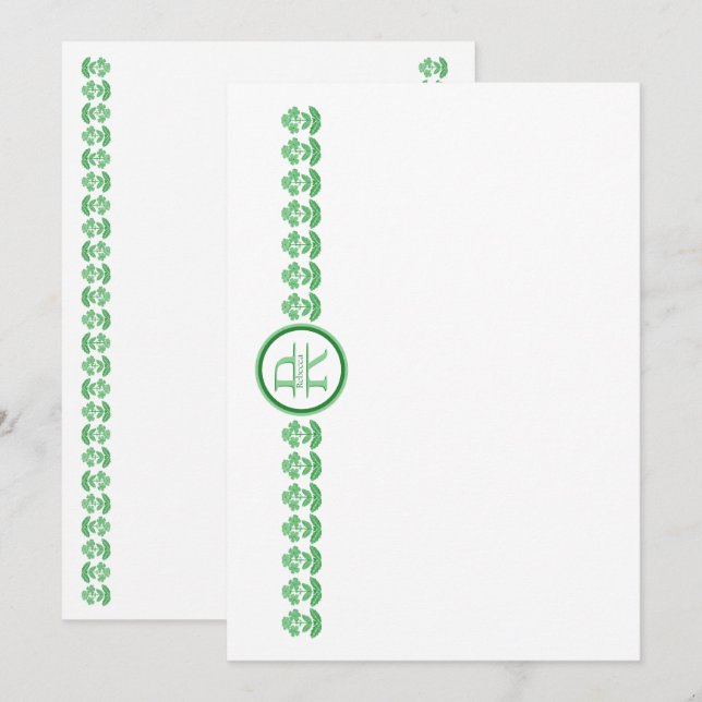 Green Block Print Daisy Card (Front/Back)