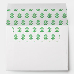 Green Block Print Daisy Envelopes