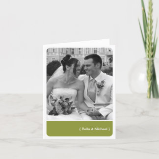 Green block round corner modern photo thank you card