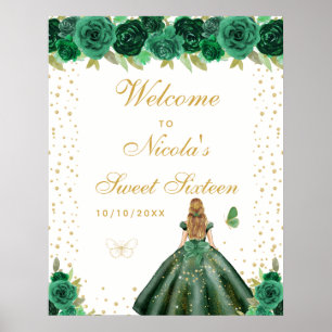 Green Blonde Hair Girl Sweet Sixteen Welcome Poster