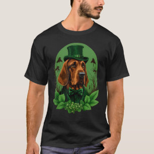 Green Bloodhound shamrock on St Patricks Day Blood T-Shirt