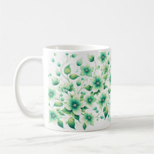 Green Blossom Mug/Elegant Green Floral Design Coffee Mug