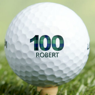 Green Blue 100th birthday - 100 years plaid gift Golf Balls