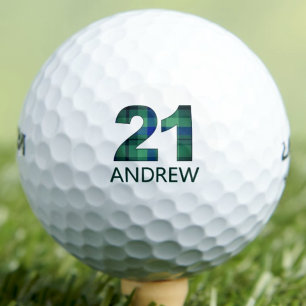 Green Blue 21st birthday - 21 years plaid gift Golf Balls