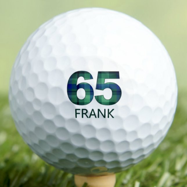 Green Blue 65th birthday for uncle, 65 plaid gift Golf Balls (Creator Uploaded)