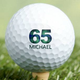Green Blue 65th dad birthday - 65 years plaid gift Golf Balls