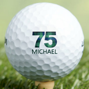 Green Blue 75th birthday - 75 years plaid gift Golf Balls