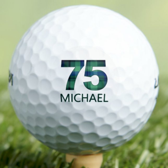 Green Blue 75th birthday - 75 years plaid gift Golf Balls (Creator Uploaded)