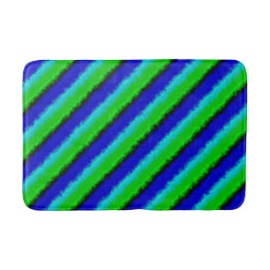 Green Blue abstract 3D rainbow pattern Bath Mat