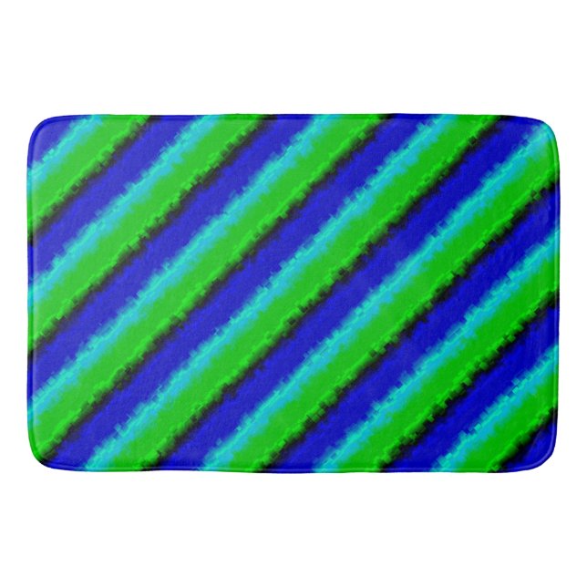 Green Blue abstract 3D rainbow pattern Bath Mat (Front)