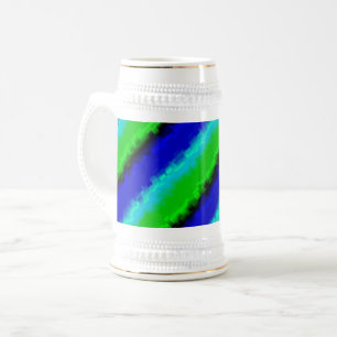 Green Blue abstract 3D rainbow pattern Beer Stein