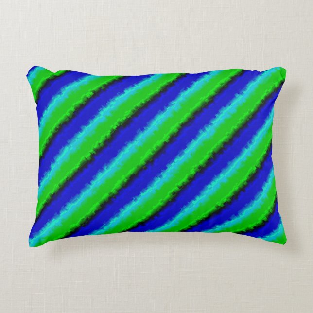 Green Blue abstract 3D rainbow pattern Decorative Cushion (Front)