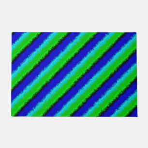 Green Blue abstract 3D rainbow pattern Doormat