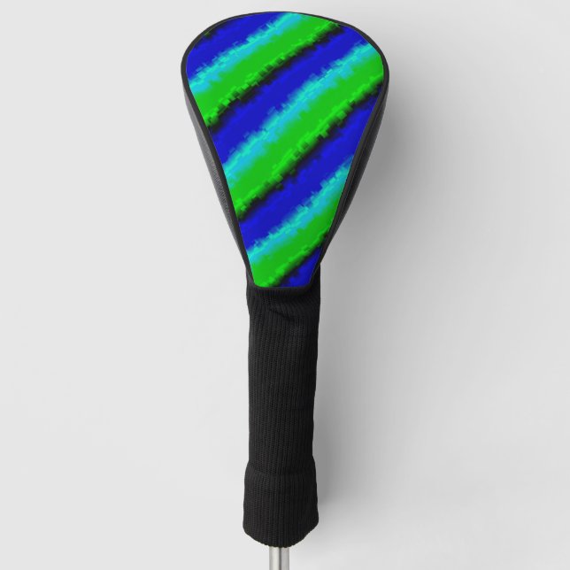 Green Blue abstract 3D rainbow pattern Golf Head Cover (Front)