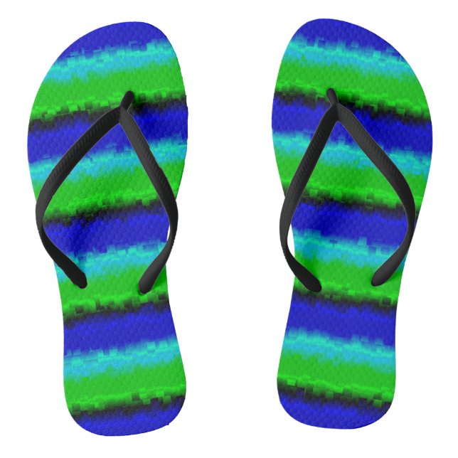 Green Blue abstract 3D rainbow pattern Jandals (Footbed)