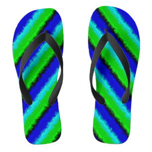 Green Blue abstract 3D rainbow pattern Jandals