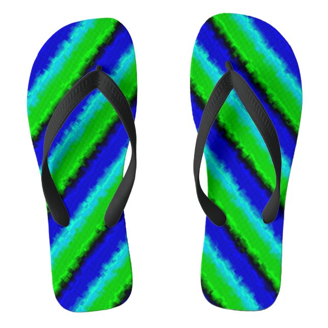 Green Blue abstract 3D rainbow pattern Jandals (Footbed)