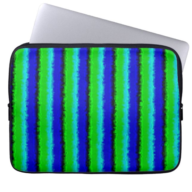 Green Blue abstract 3D rainbow pattern Laptop Sleeve (Front)