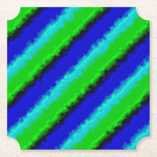 Green Blue abstract 3D rainbow pattern Paper Coaster