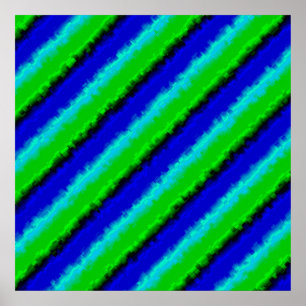 Green Blue abstract 3D rainbow pattern Poster