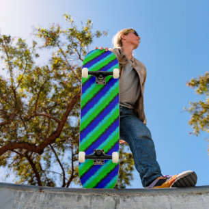 Green Blue abstract 3D rainbow pattern Skateboard
