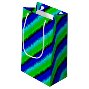 Green Blue abstract 3D rainbow pattern Small Gift Bag