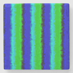 Green Blue abstract 3D rainbow pattern Stone Coaster