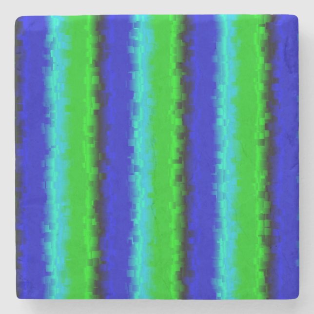Green Blue abstract 3D rainbow pattern Stone Coaster (Front)