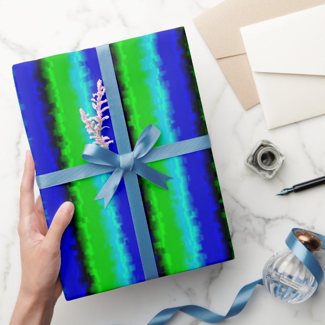 Green Blue abstract 3D rainbow pattern Wrapping Paper (Gifting)