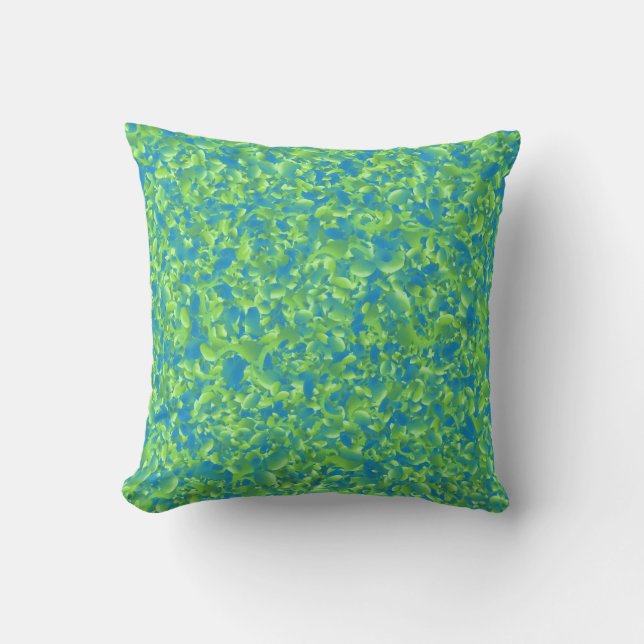 Green Blue Abstract Geometric Pattern Cushion (Front)
