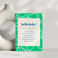 Green Blue Abstract Hello Modern Cute Baby Shower