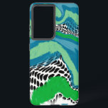 Green, Blue and Black Abstract Samsung Galaxy Case<br><div class="desc">Blue,  green and black modern fluid art phone case.</div>