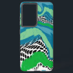 Green, Blue and Black Abstract Samsung Galaxy Case<br><div class="desc">Blue,  green and black modern fluid art phone case.</div>