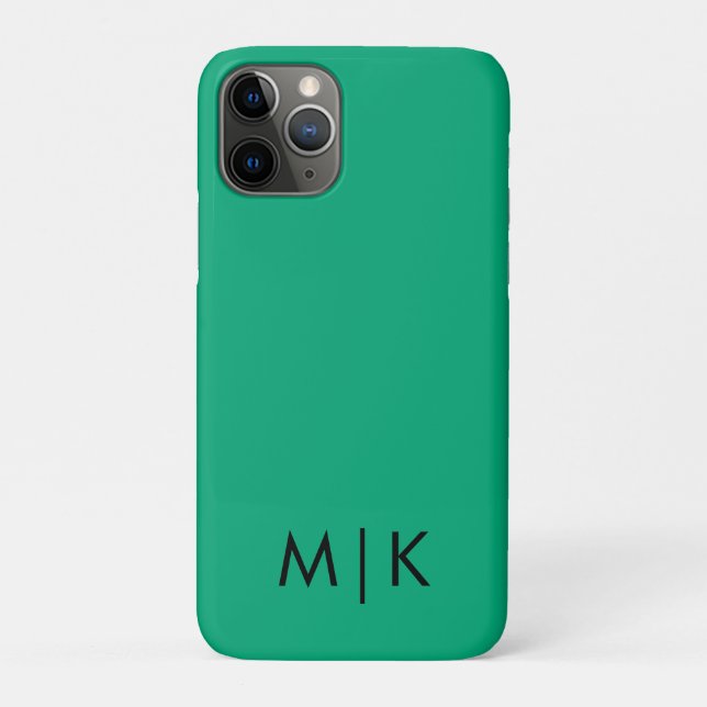 Green Blue and Black Modern Monogram  Case-Mate iPhone Case (Back)