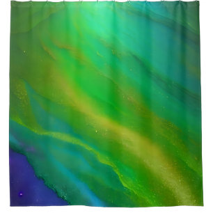 Green, Blue and Gold Ocean Shower Curtain
